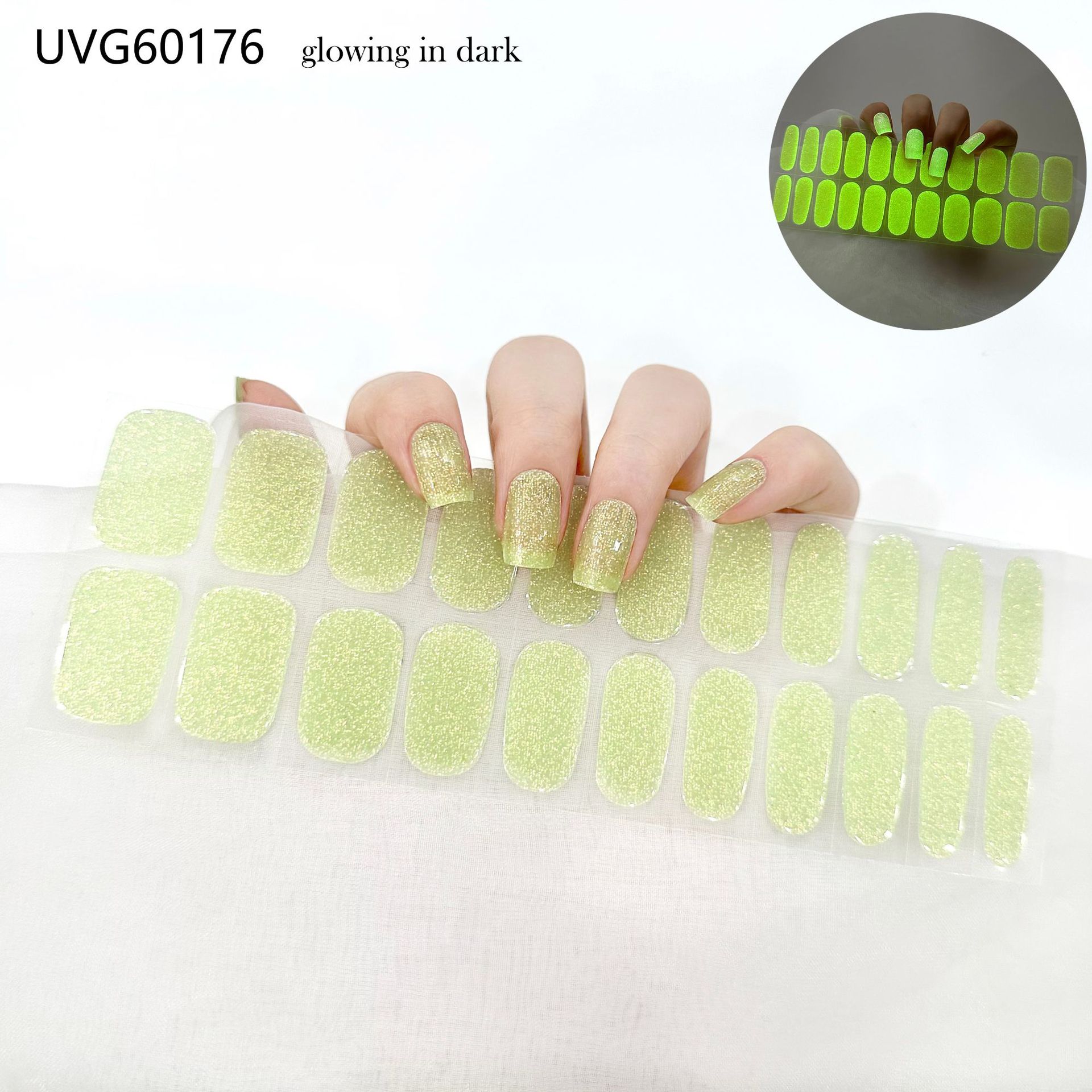 Pegatinas de uñas de gel UV transparentes efecto hielo, semicuradas, con lámina dorada, fototerapia, efecto película de aceite
