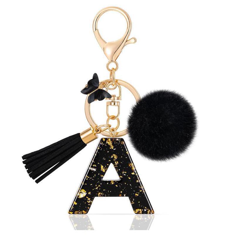 Resin 26 English Letter Keychain Initial Keychain Resin Letter A Keychain Cute Car Key