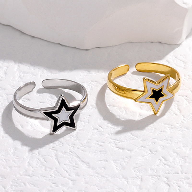 5g Weight 0.03µm Gold Plating Thickness 1 Piece Fashion Star Stainless Steel Plating Open Ring