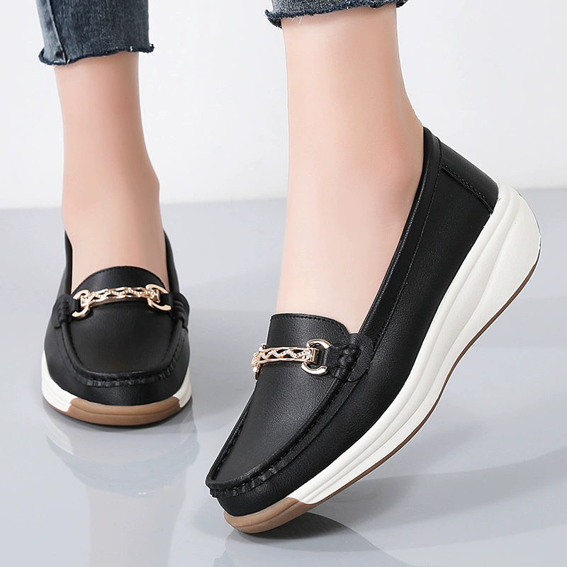 Summer high shoes platform, non-slip footwear for mother, loafers for leisure