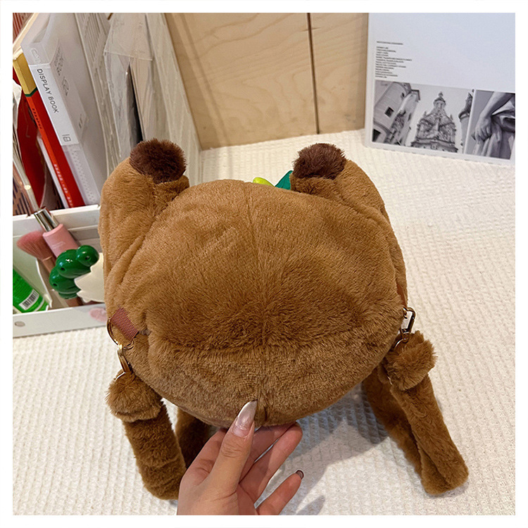 756g Weight Zipper Closure Type Single Shoulder Strap, Double Shoulder Straps Strap Type Shoulder Bag, Functional Backpack Bags Type Party, Street, Shopping Occasion Plush Material Women's Backpack Backpack Animal, Capybara Pattern All Seasons Season Unisex Gender Elegant, Streetwear Style Square Shape Animal Capybara Party Street Shopping Women's Backpack 26