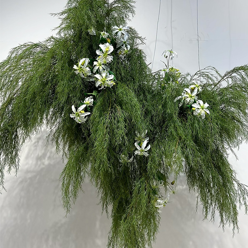 芦荀草高枝柳芽软装绿植森系花材婚礼莫奈花园装饰背景造景