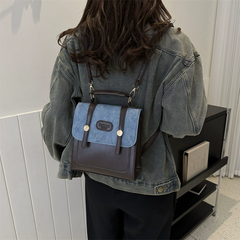 Retro Handheld Backpack — Compact Shoulder Travel Bag, 17.4×14.8×17.6 cm, Lightweight