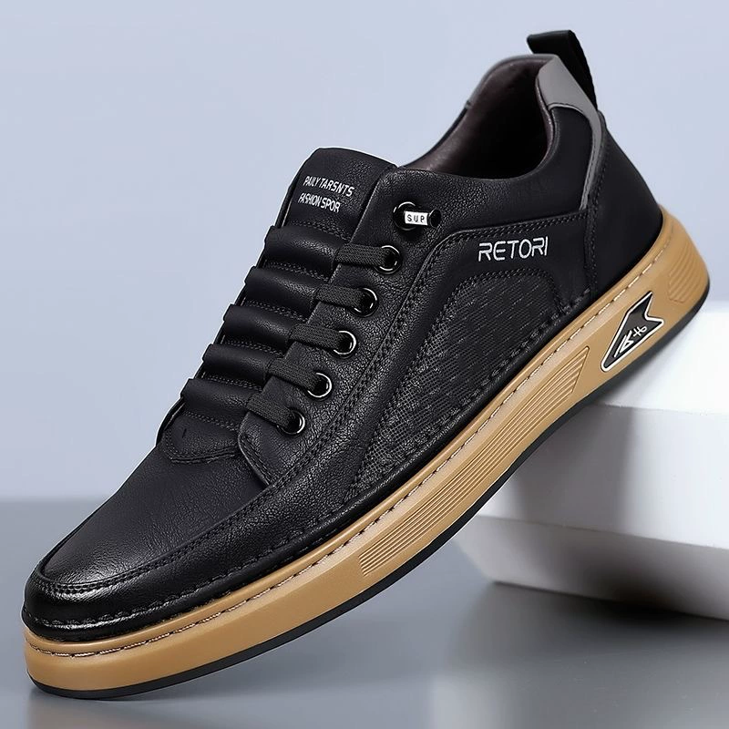 Sports breathable white shoes for leisure for leather shoes, 2025 years, trend of season, soft sole