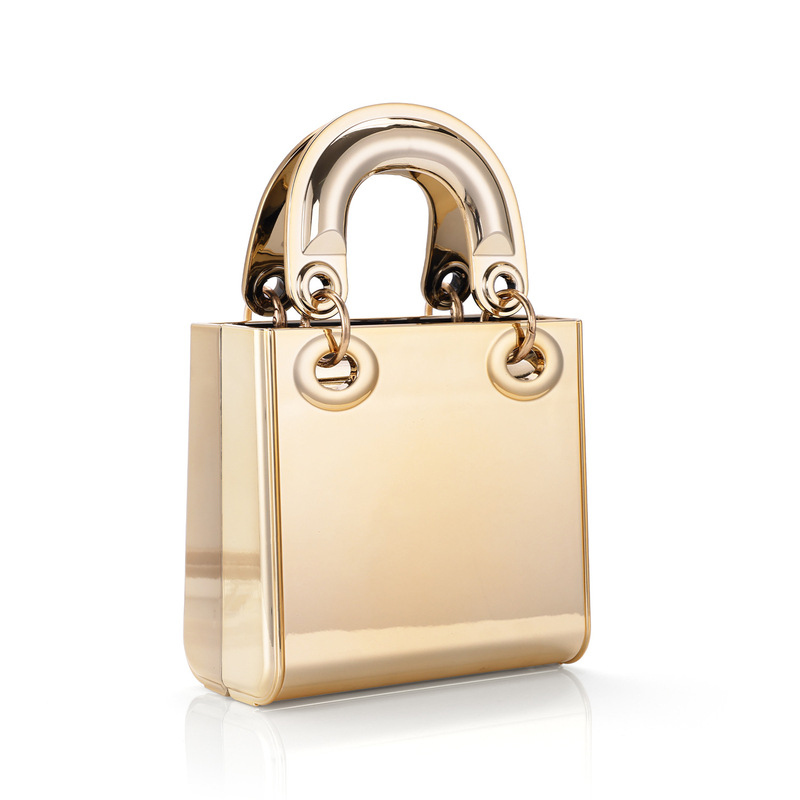 Evening bag, mirror-finish square box mini handbag, futuristic electroplated high-gloss ins-style niche designer clutch bag Evening bag, mirror-finish square box mini handbag, futuristic electroplated high-gloss ins-style niche designer clutch bag