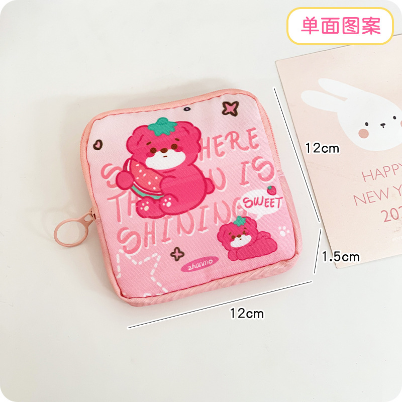 Fuchsia strawberry, strap, with little bears, print