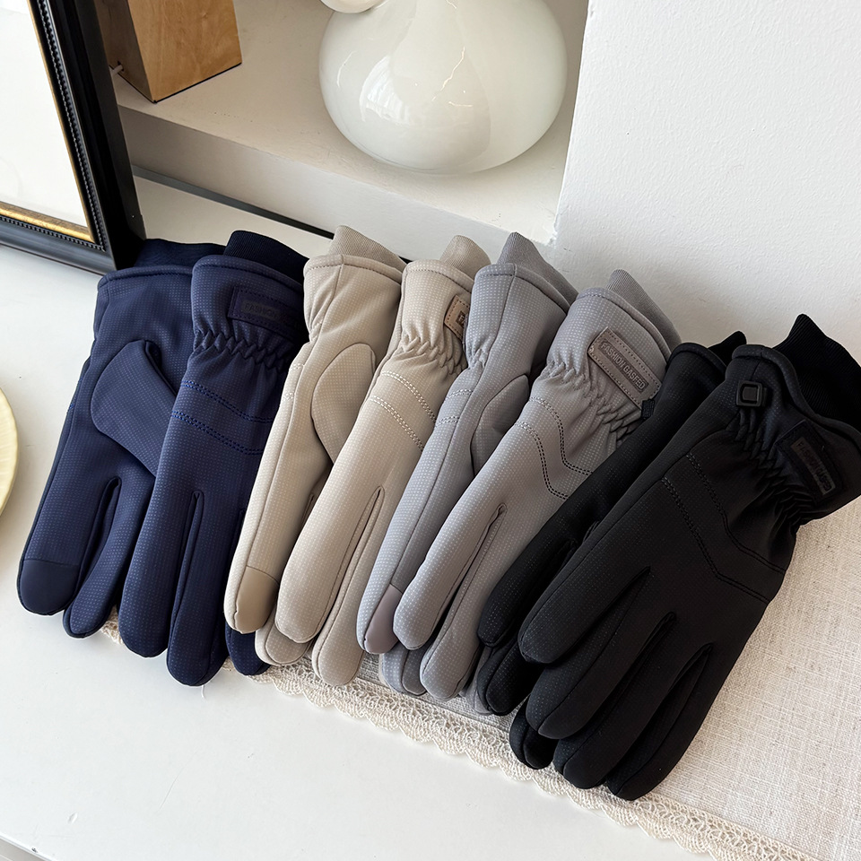 Gants de cyclisme pour couple, grands gants d'hiver résistants au froid, double couche en polaire épaisse, coupe-vent, écran tactile, doigts complets, pour l'extérieur_voghion.com