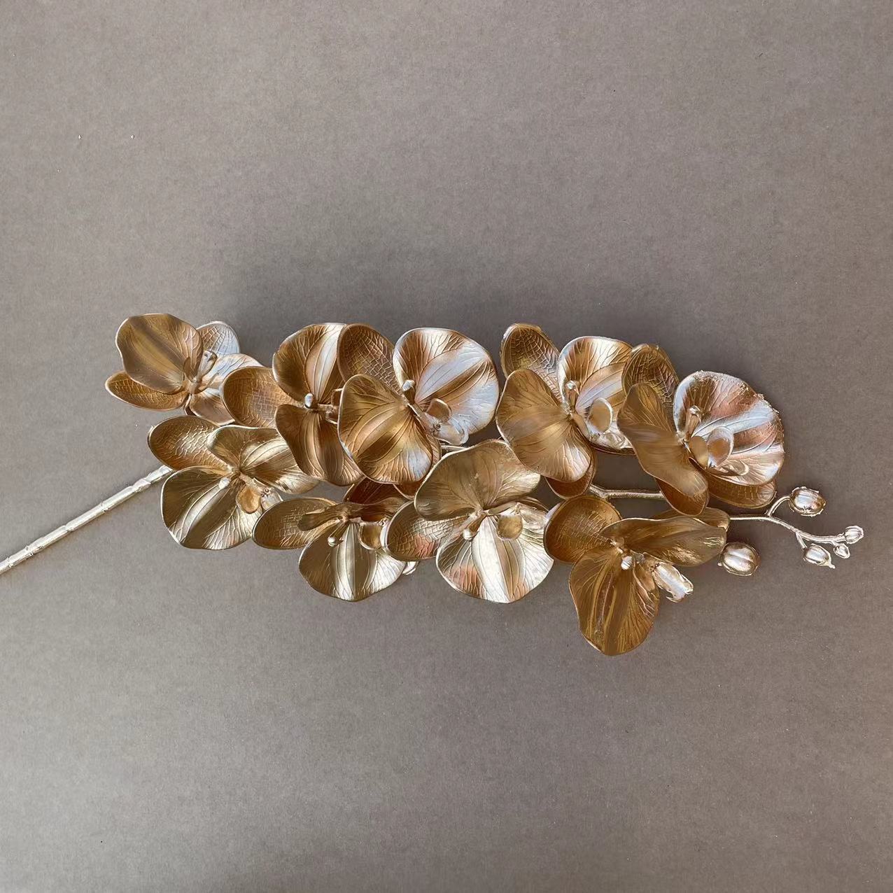 Serie de oro flor artificial Phalaenopsis boda decoración del techo artificial flor artificial accesorios de tiro fábrica al por mayor