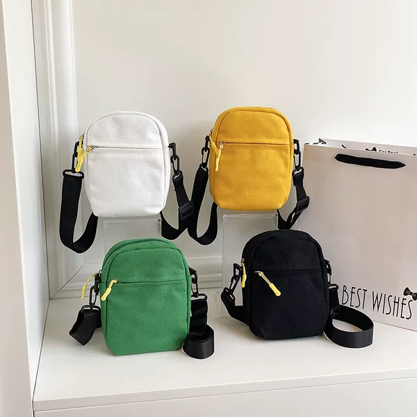 Canvas Small Shoulder Bag Ins Trendyy Shoulder Bag Men's Sports and Leisure Small Backpack Women's Simple New Crossbody Bag