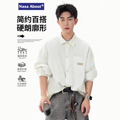NASA肌理感美式长袖衬衫外套男士2025新款春秋季工装休闲衬衣外套