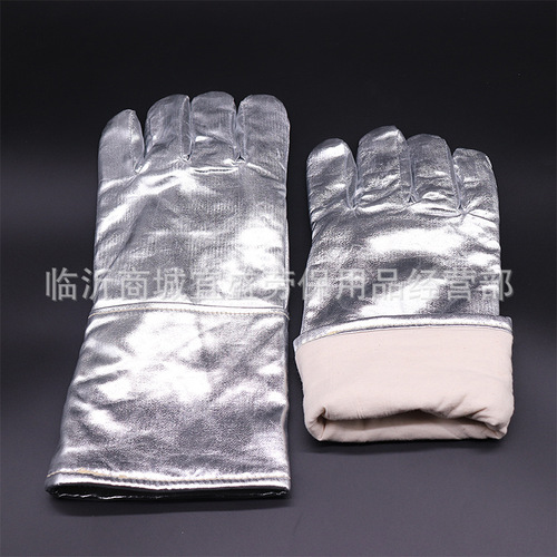 Wholesale high temperature resistant gloves, heat insulation fireproof gloves, 500 degree high temperature industrial anti-scalding gloves, aluminum foil protective gloves