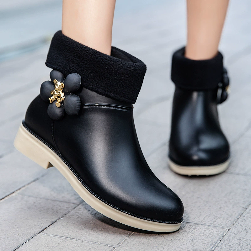 Новая модная водяная обувь женская водонепроницаемая короткая резиновая обувь дождливый день