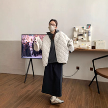 冬季新款 简约日常休闲 羊毛棉内胆轻薄菱格棉服外套女