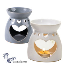 工厂直供L16双爱心陶瓷香薰炉精油炉香熏炉熔蜡炉香炉跨境批发