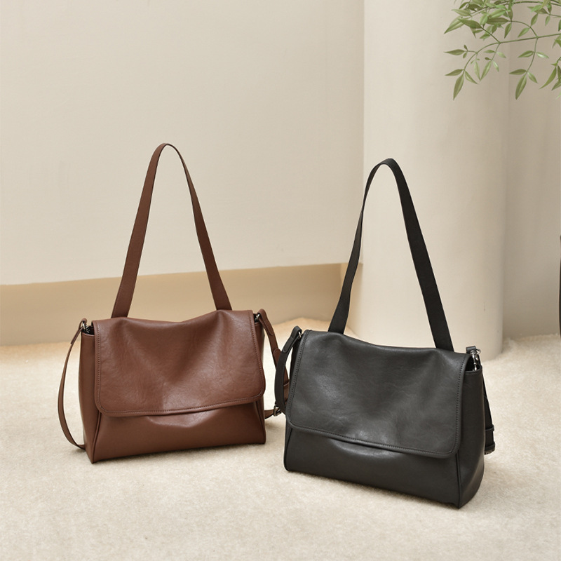 새로운 가죽 메신저 백 하이 퀄리티 COWHIDE 크로스 바디 백 핸드백 대용량 통근 토트 백 클래스 아이 패드 백