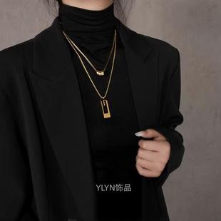Double-Layer Chain Sweater Chain Autumn and Winter Long Necklace Women's Non-Fading Half Turtleneck Bottoming Accessories