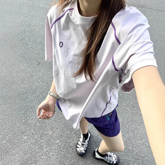 粉紫色凉感速干t恤男女夏季薄款户外运动骑行服短袖情侣防晒上衣