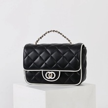 2025新款羊皮小香风25P黑白熊猫色woc链条发财包百搭单肩斜挎女包