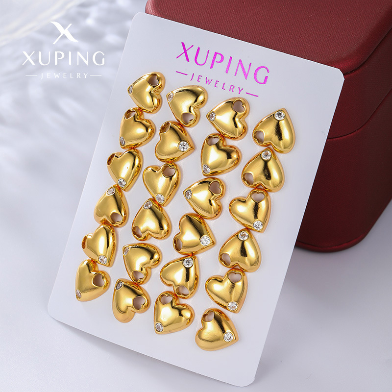 Fashionable golden sophisticated glossy earrings with zircon