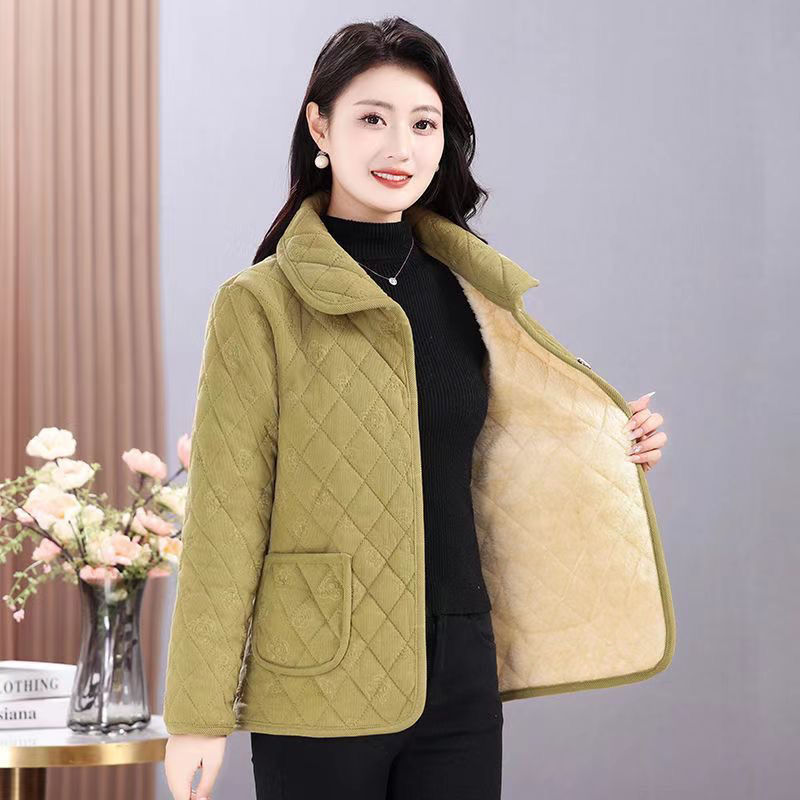 妈妈秋冬棉衣外套女中老年冬季加绒加厚棉袄外穿保暖棉服洋气新款|undefined