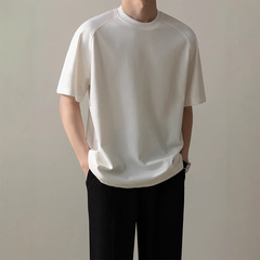 液体アンモニア雲感シルク光沢綿半袖Tシャツ メンズ 2025夏トレンド ラグラン カジュアル 冷感Tシャツ