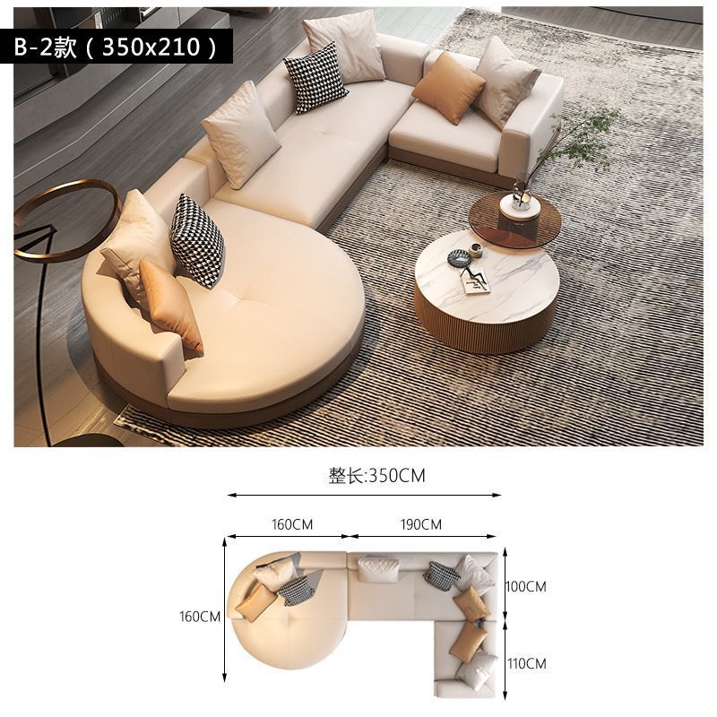 Sala de estar de lujo ligero gran piso plano estilo italiano minimalista sofá de cuero Connery diseñador de villa arco sofá de forma especial image 8