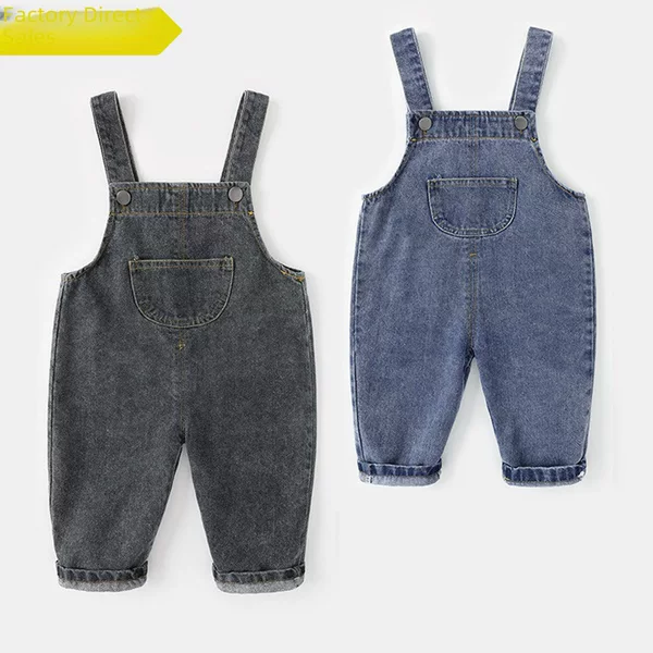 Baby's Denim Strapped Pants Spring and Autumn Baby Western Style Fashion New Arrival Pants Boy's Cute Trousers Spring Korean Style