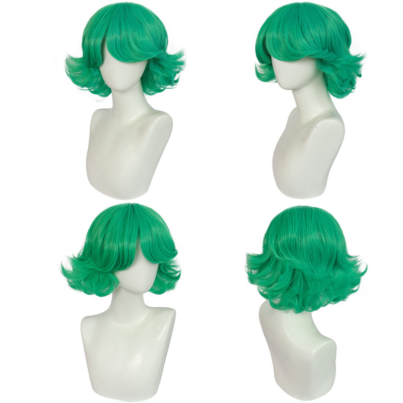 Anger One Punch Superman/One Punch Male Trembling Tornado Anti-warping Big Roll Green Anime Wig