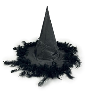 Halloween Taffeta Purple and Black Feather Witch Hat Oxford Cloth Wizard Hat Taffeta Curved Witch Hat