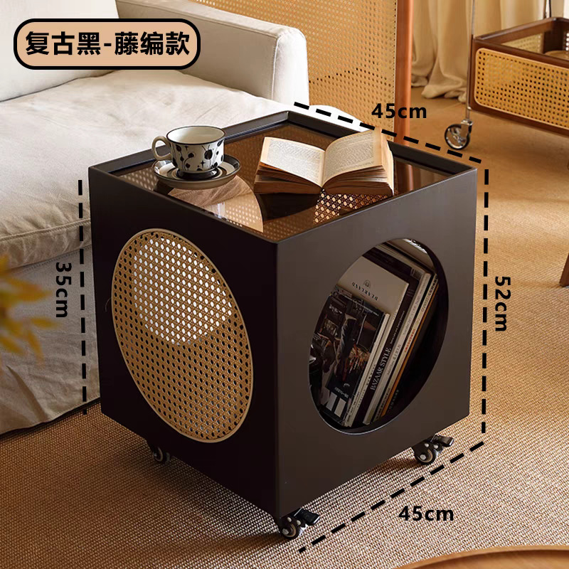 그래파이트 블랙 탈착식 사이드 테이블 등나무 스타일