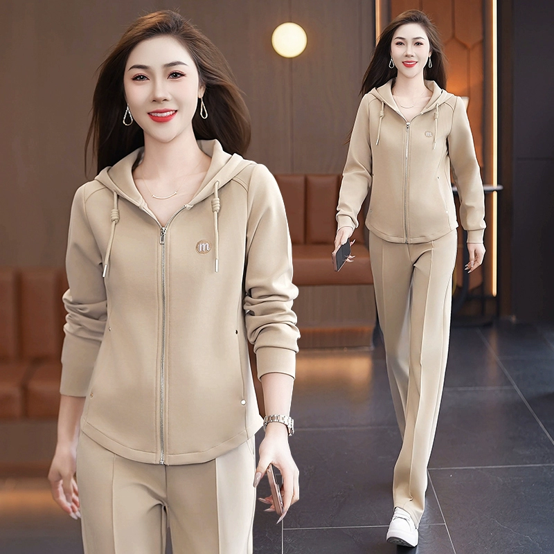 Spring sweatshirt, set, sports suit for elderly, for middle age