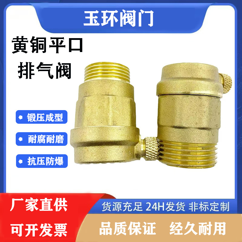 黄铜平口排气阀4分6分1寸暖气管道放气阀自来水管道泄气阀铜阀门