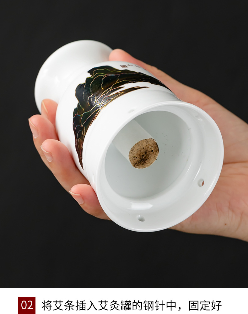 Ceramic Color-Changing Moxa Cup Gua Sha Tool Aizhongtang Moxibustion Jar for Wellness and Massage quality and texture
