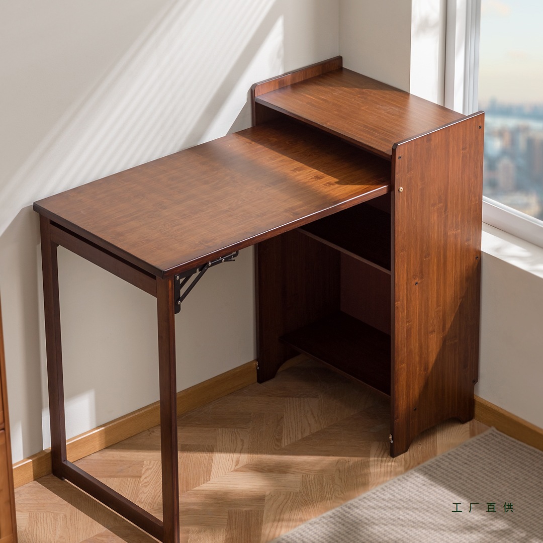 Folding Desk and Bookcase Integrated Home Small Apartment Multi-Functional Computer Desk Workbench Rental Room Simple Dining Table