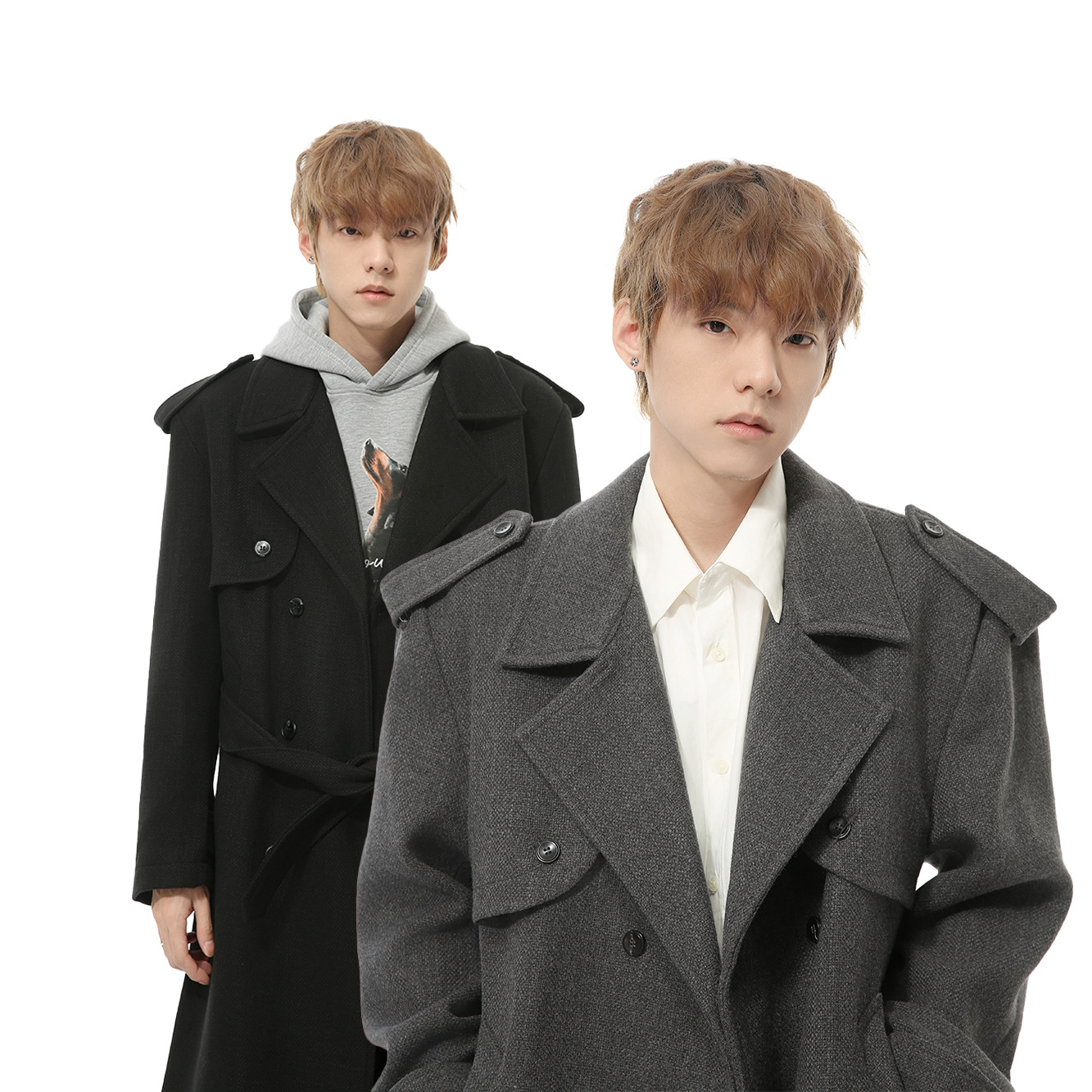 MTLCLOTHES 남성 | 가을 새로운 영국 스타일 기질 더블 가슴 무릎 패드 어깨 프로필 코트 캐주얼