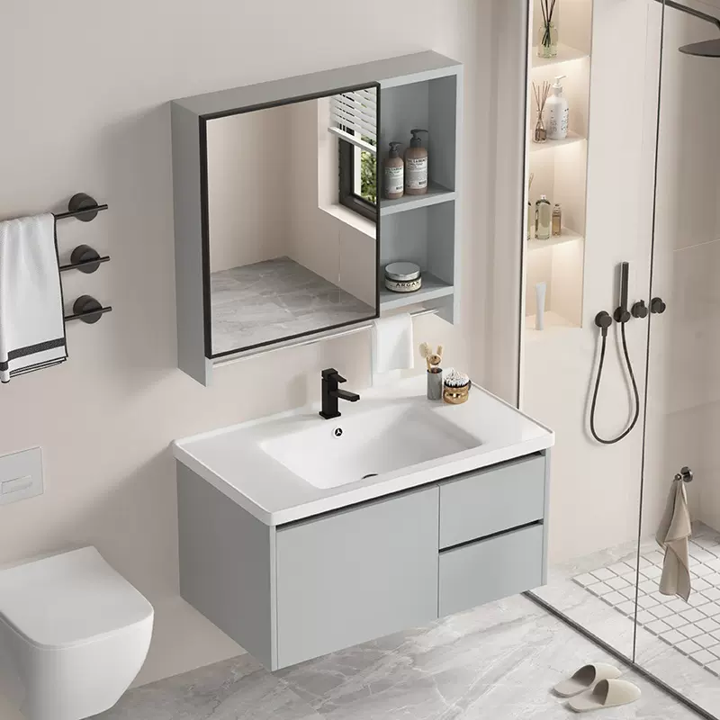 宾馆浴室柜蜂窝铝卫生间洗脸盆组合双抽屉收纳镜柜洗手台一体柜