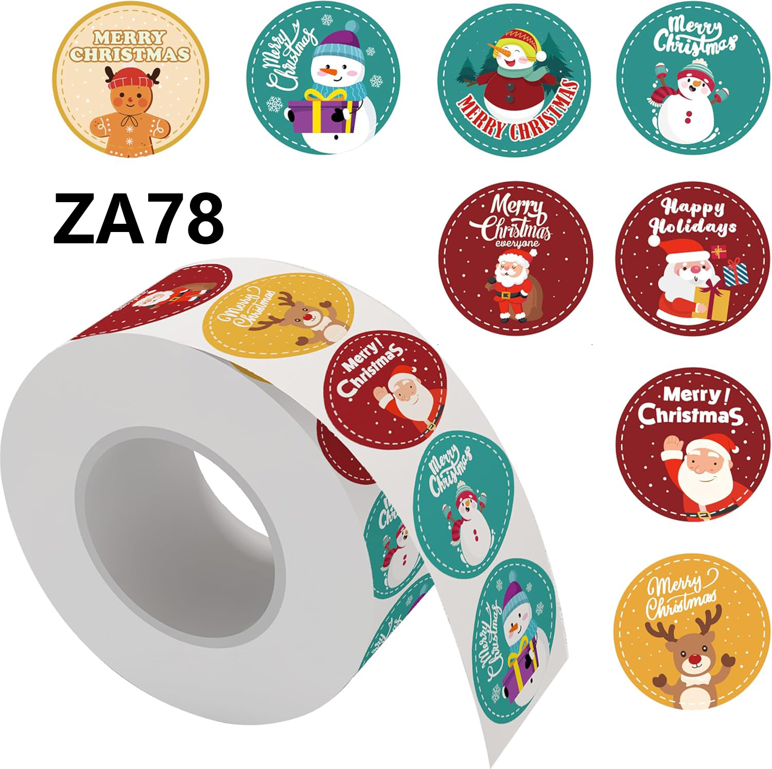 热销500贴/卷创意圣诞节礼品节日装饰贴纸圆形不干胶包装贴纸标签
