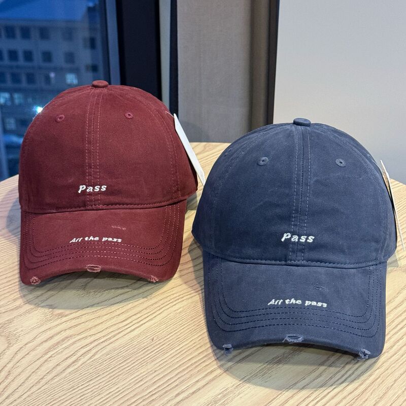 韓国風レター刺繍エッジ野球帽女性用春秋万能シンプルサンハット顔見せ小ひさしキャップ男性用|undefined