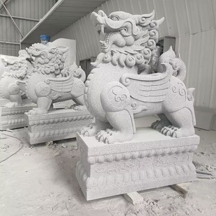Marble Stone Pixiu Pair of Home Villa Company Courtyard Door Town House Ornaments Large Stone Pixiu