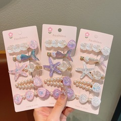 新しいオーシャンシリーズマーメイドプリンセスティアラヒトデシェルヘアピンヘアアクセサリーかわいい子供の前髪クリップカモノハシクリップ