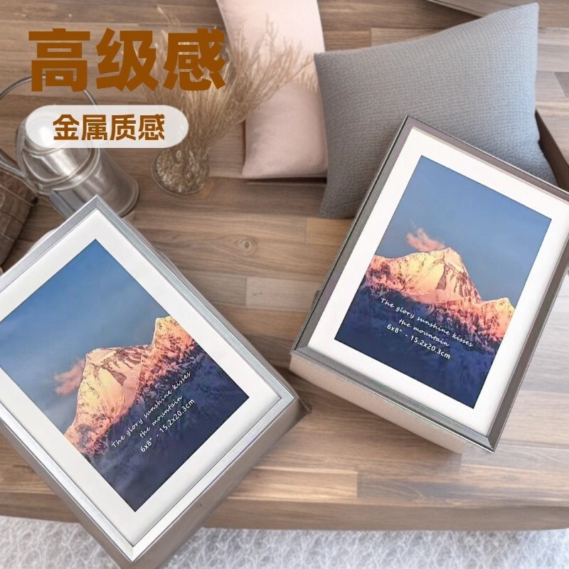 887 Living Room Artistic High-End Aluminum Alloy Welded Photo Frame Display Stand Album Hanging Picture 5*7Ins Style Wedding Daily Use