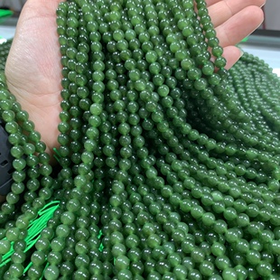 Natural Jasper Bead Chain 108 Buddha Bead Jasper Bead Chain Necklace Spinach Green Black Dot Jasper Wholesale