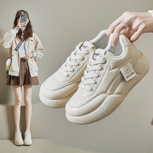 2025 Spring White Shoes New K-Style Ins Female Students Thick-Soled Heightening Sports Sneakers Casual Xq-F356
