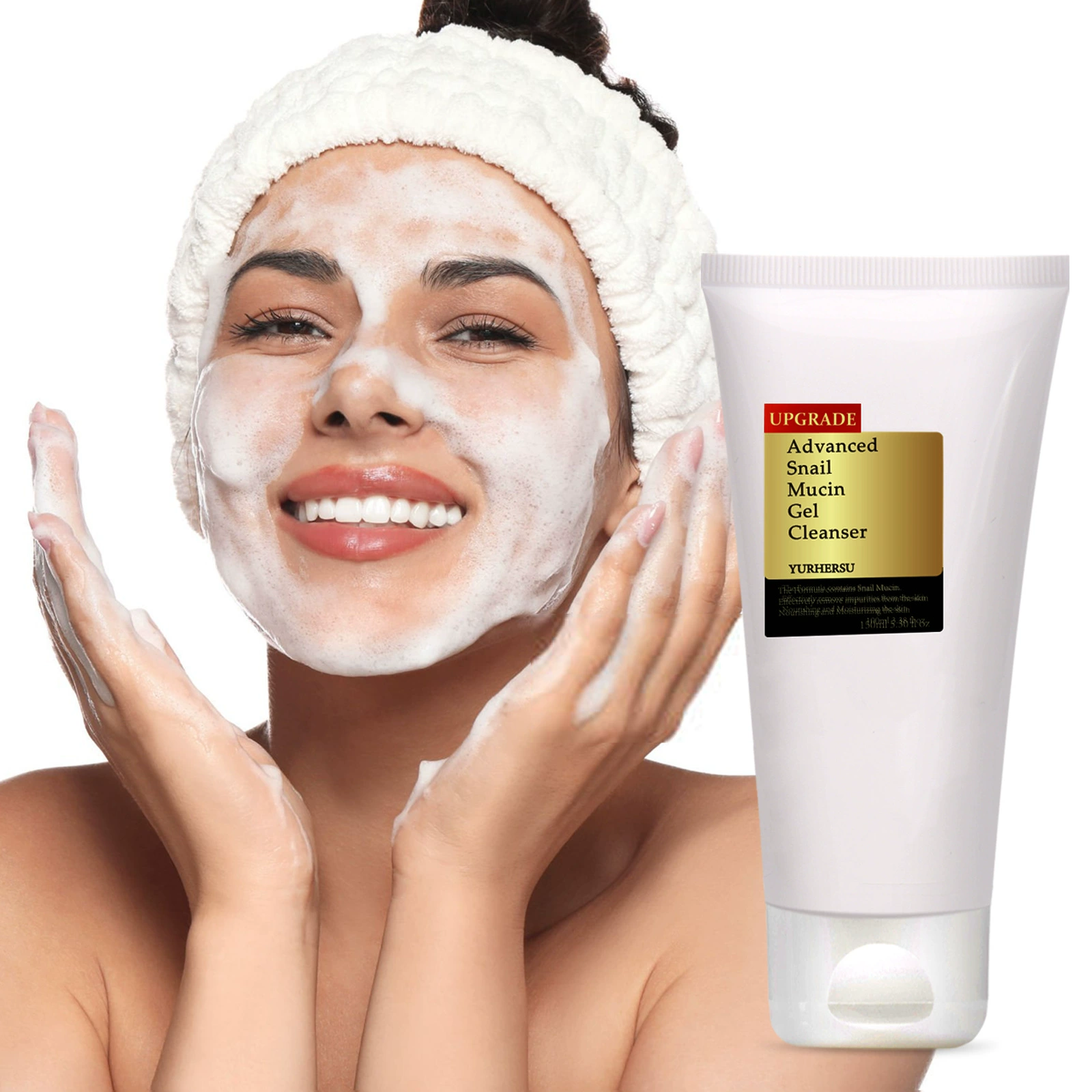 YURHERSU Очищающее средство для лица с протеином улитки Глубокое нежное очищающее средство для лица Освежающее и увлажняющее, не сужающее поры