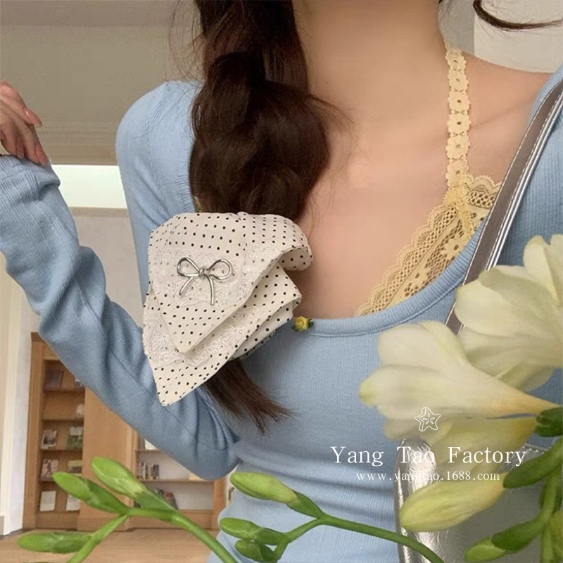 ¡Vaya, qué temperamento! Cuerda para el cabello con lazo coreano, lazo para el cabello del intestino grueso, cuerda para la cabeza, media cola de caballo, accesorios para el cabello cuadrados, lunares