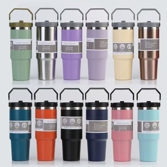 Cross-border wholesale 30 oz20oz stainless steel car cup ice bully vacuum with straw coffee cup thermos cup