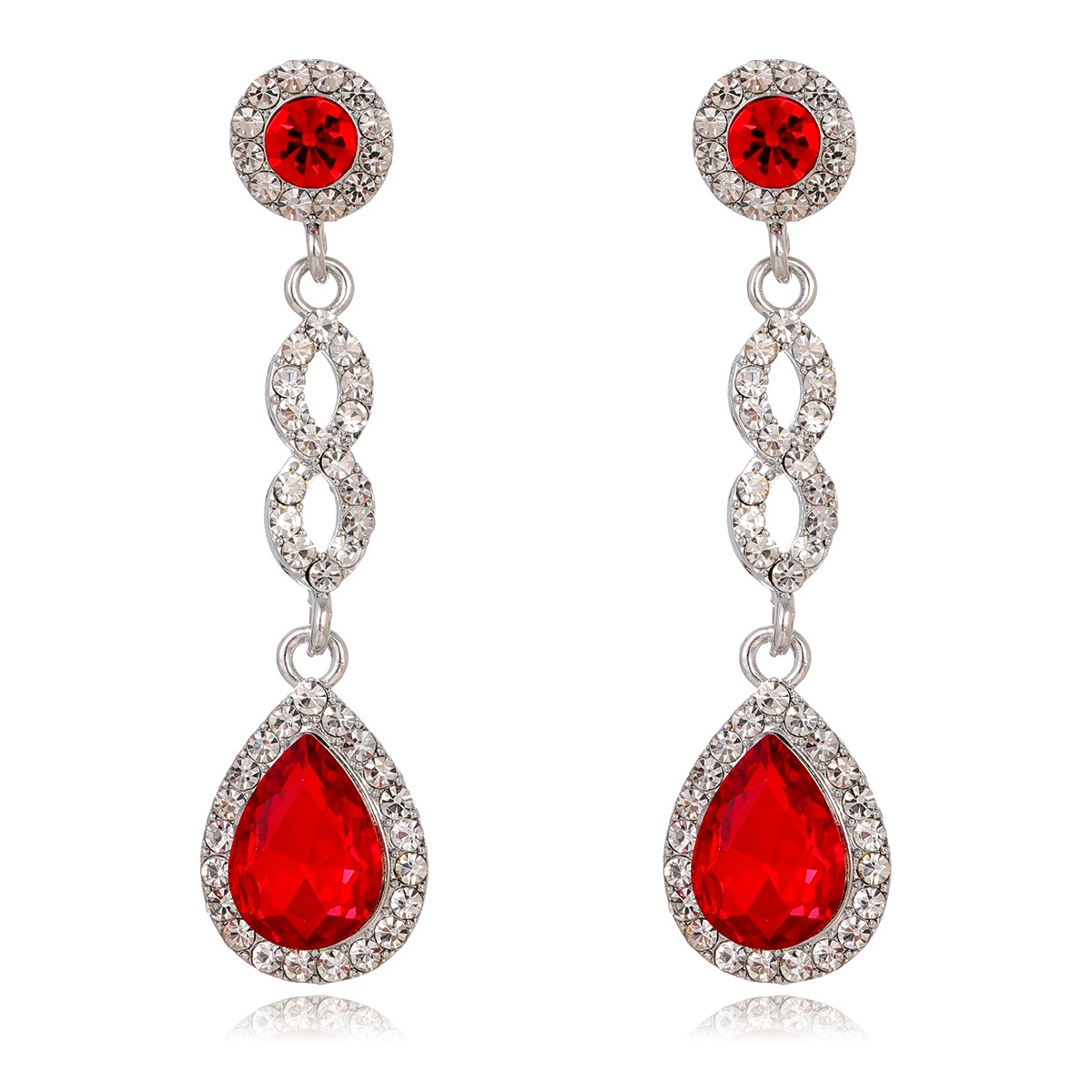 (Cross-border trading), classic earrings drop-shaped for bride, accessory, with gem