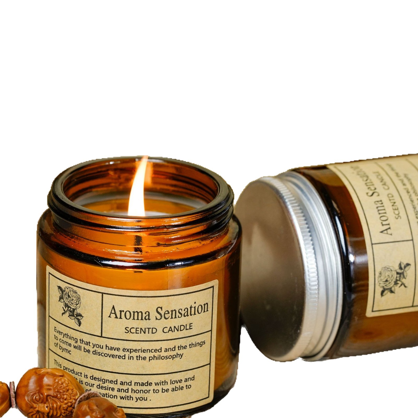 Vela aromática de cera de soja en vaso de vidrio para el hogar_voghion.com