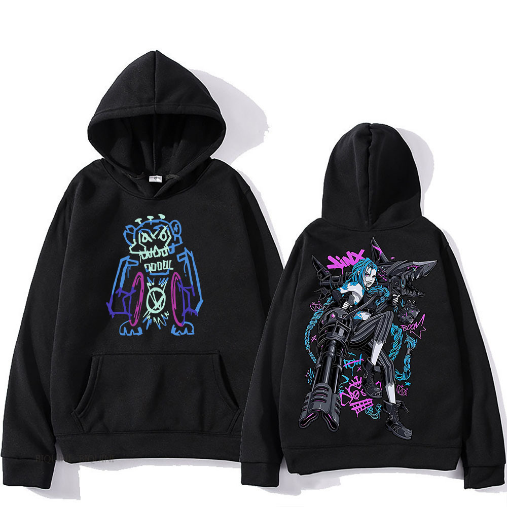 Jinx Arcane Unisex Hooded Cartoon Print Japanese Anime