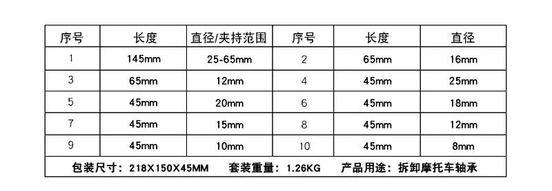 10pc轴承拆卸拉马13